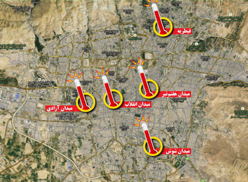 كشف ۵ جزيره گرمايي در تهران