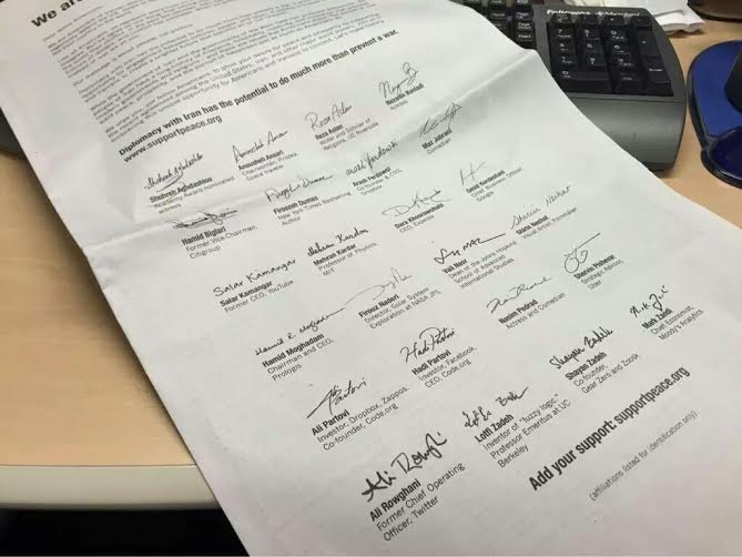 حمایت 20 کارآفرین و مدیر ایرانی – آمریکایی از توافق هسته ای