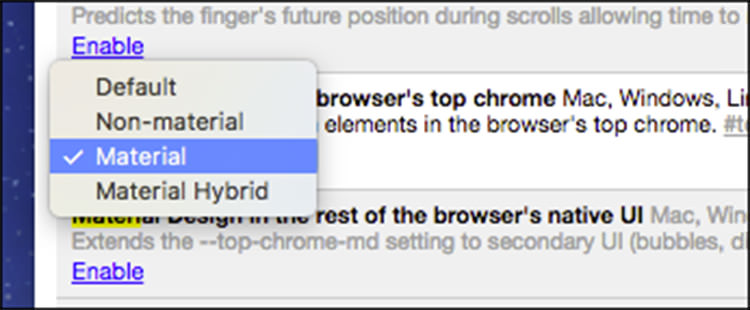 فعال کردن طراحی متریال در مرورگر کروم